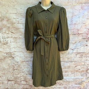 Calvin Klein Olive Green Button-Up Dress